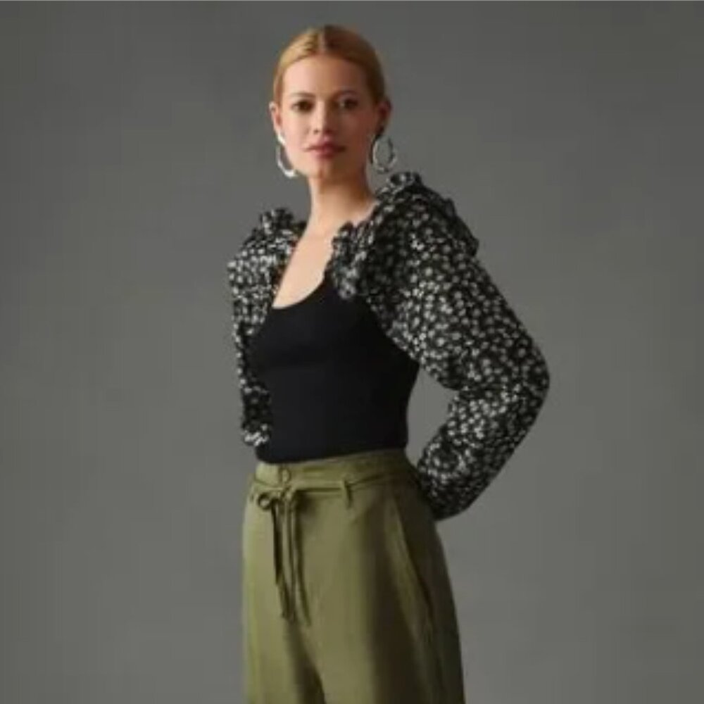 By Anthropologie Puff Sleeve Off the Shoulder Top